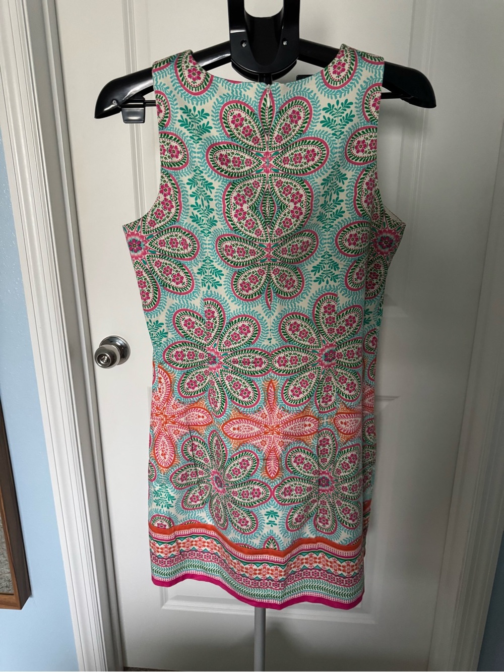 London Times Floral Shift Dress in Green, Pink & Orange